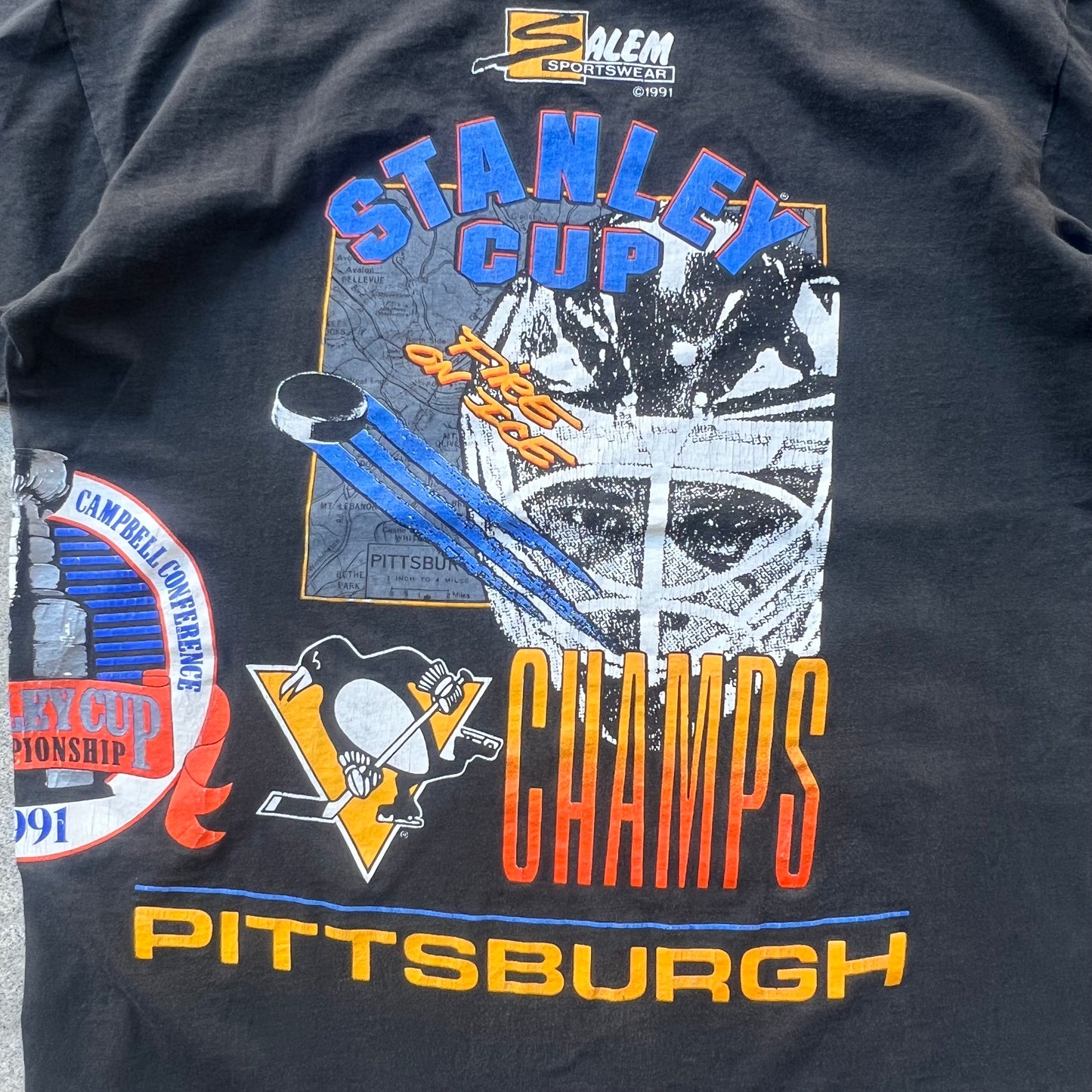 Vintage Pittsburgh Penguins NHL Stanley Cup AOP Size XL