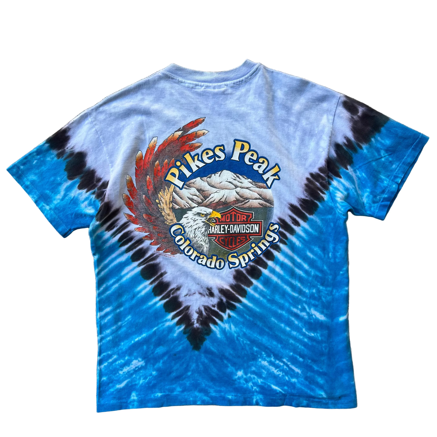 Vintage Tye Dye Eagle Harley Davidson Tee Large