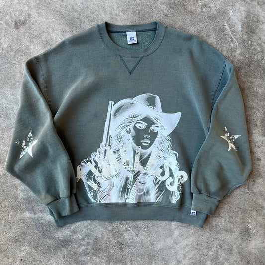 Timeless Cowgirl Crewneck Green XL