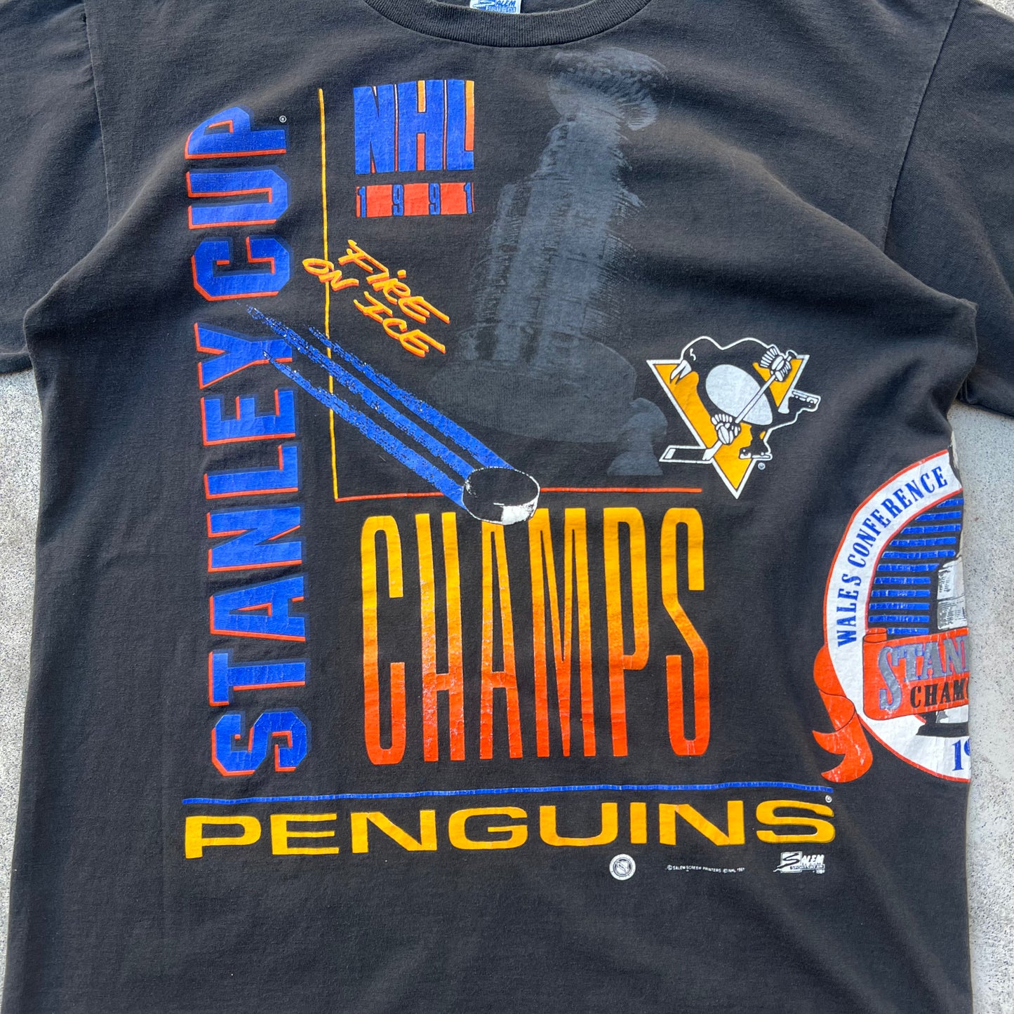 Vintage Pittsburgh Penguins NHL Stanley Cup AOP Size XL