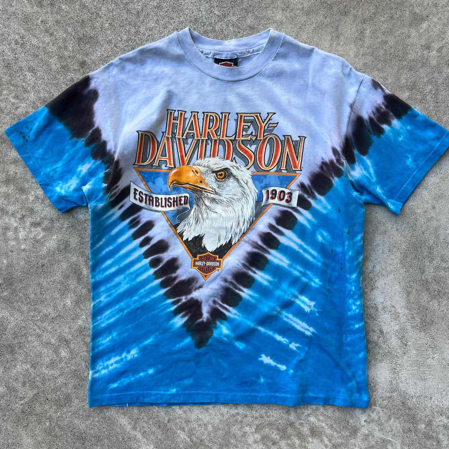 Vintage Tye Dye Eagle Harley Davidson Tee Large