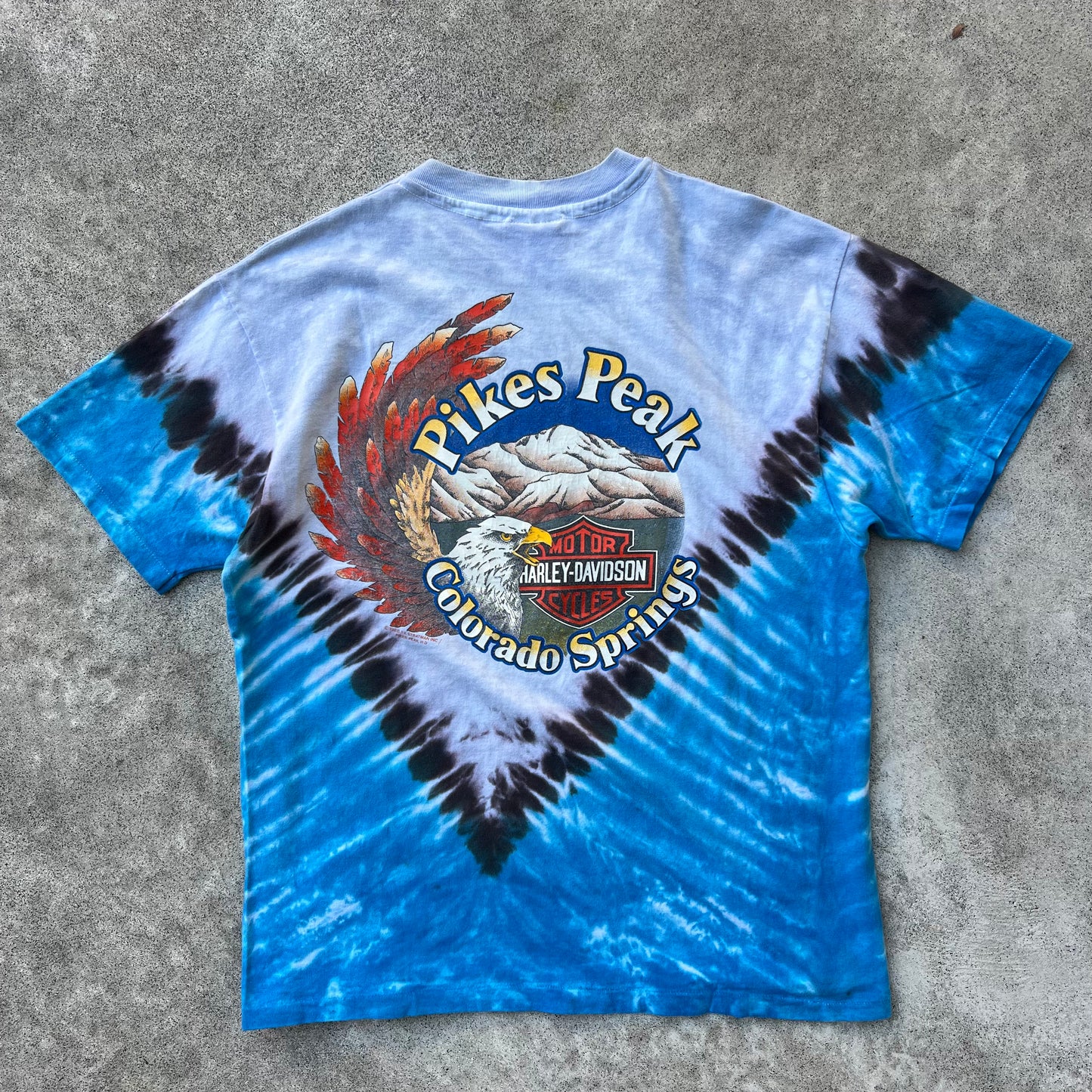 Vintage Tye Dye Eagle Harley Davidson Tee Large