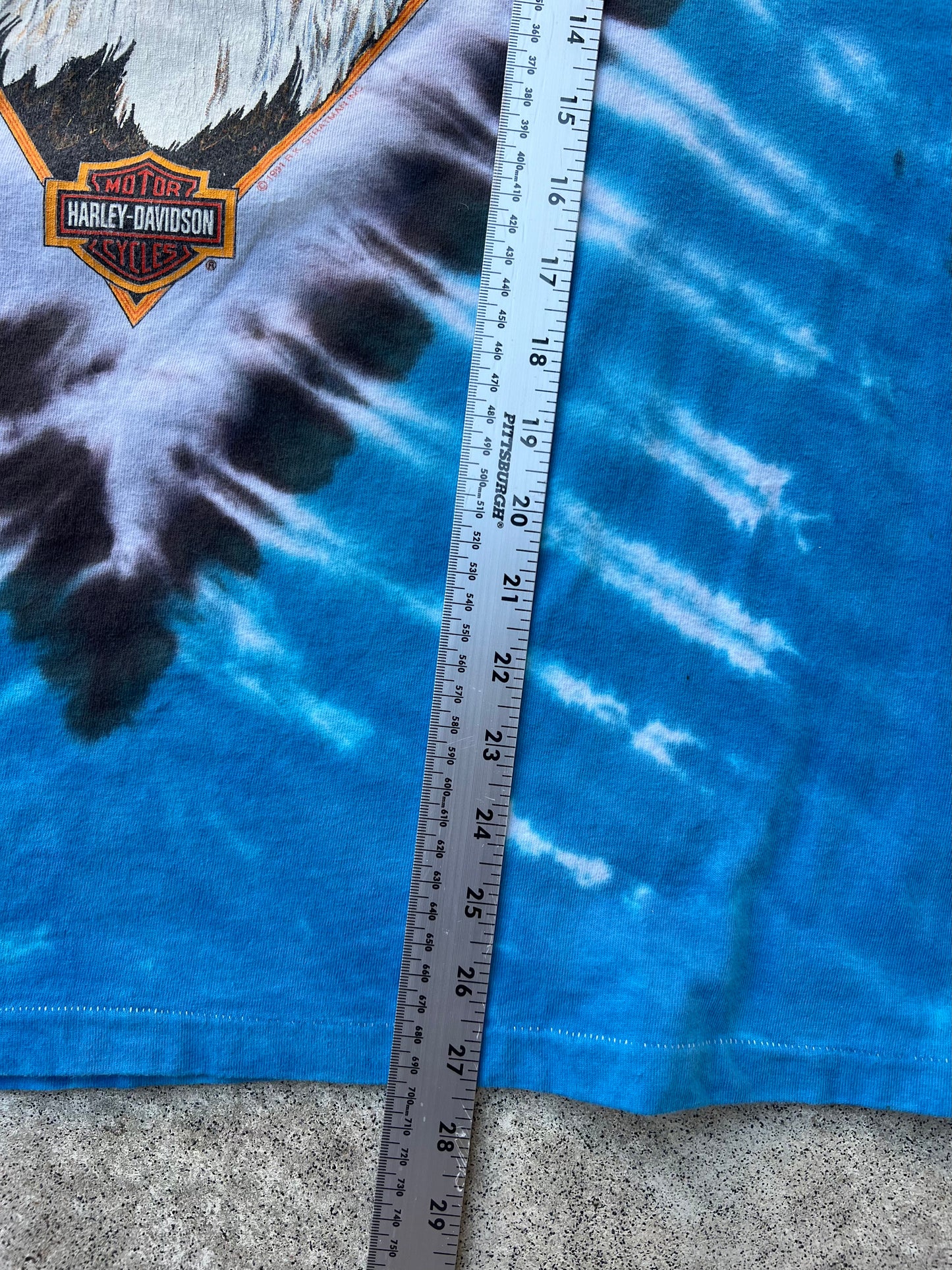 Vintage Tye Dye Eagle Harley Davidson Tee Large