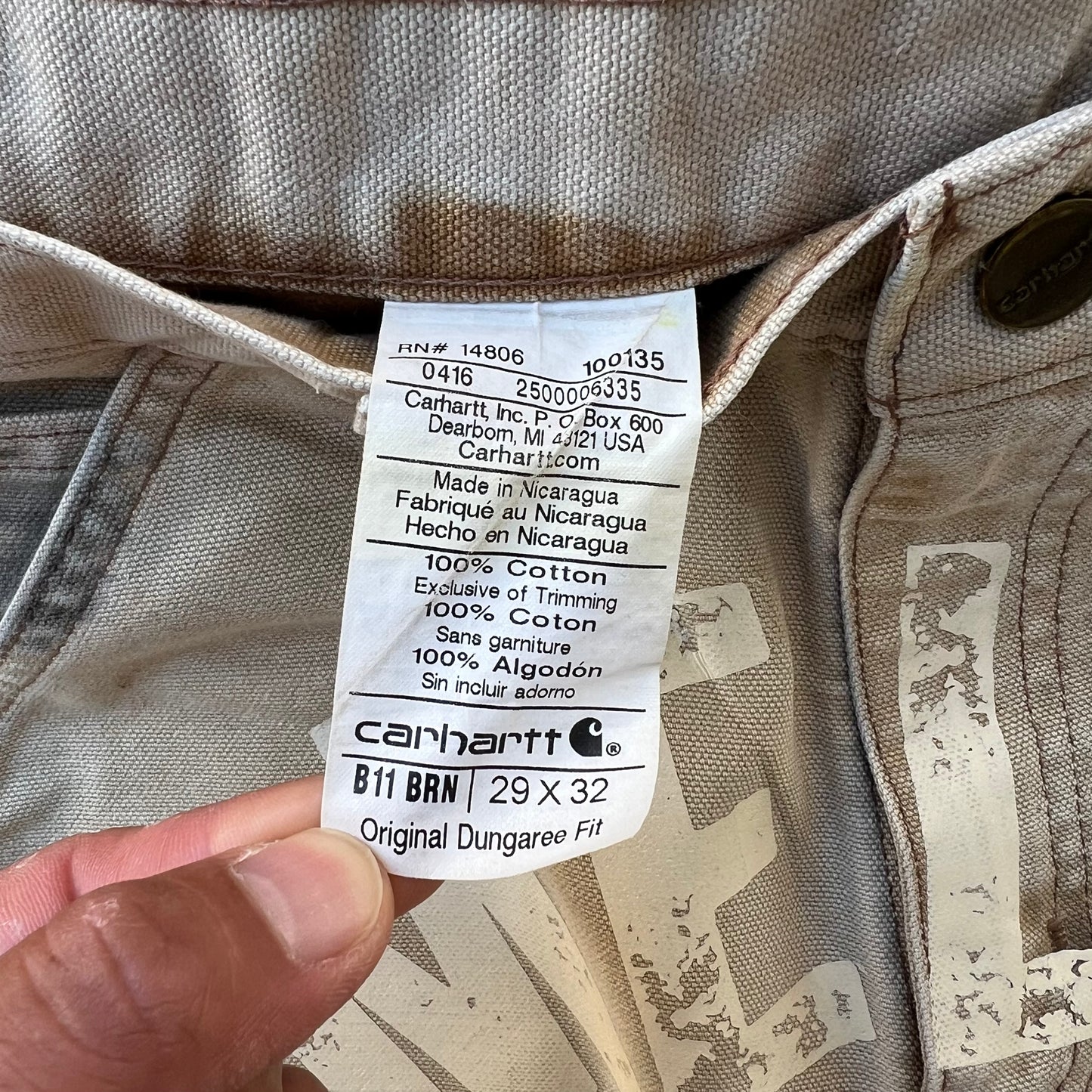 Timeless Carhartt Carpenter Tan 29x32